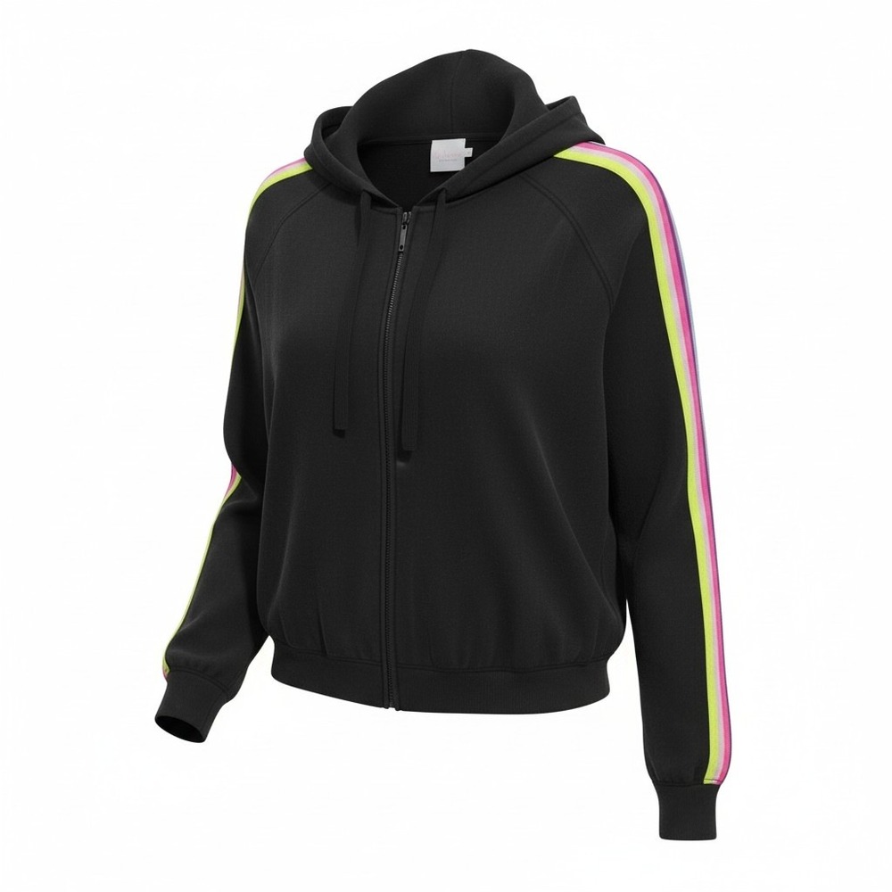 Whisper by Brodie Full Zip Womens size Large Preppy Academia Rainbow Silk Hoodie